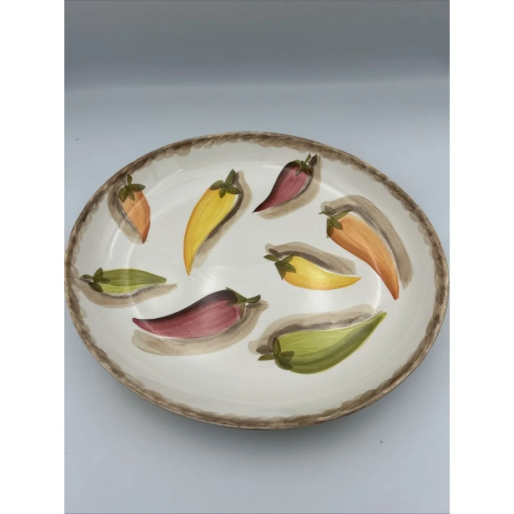 Santa fe Hand Painted Tabletops Unlimited Oval‎ Chili Pepper Platter 13x15